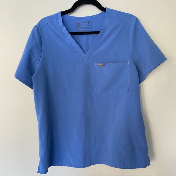 Figs Tops - Figs Technical Collection Women's Catarina One-Pocket Scrub Top-Blue-Size Large